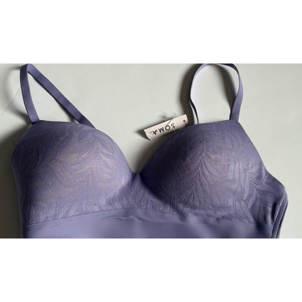 NWT Soma Enbliss Wireless Bra With Lace Size 36B Lilac Cloud Soft